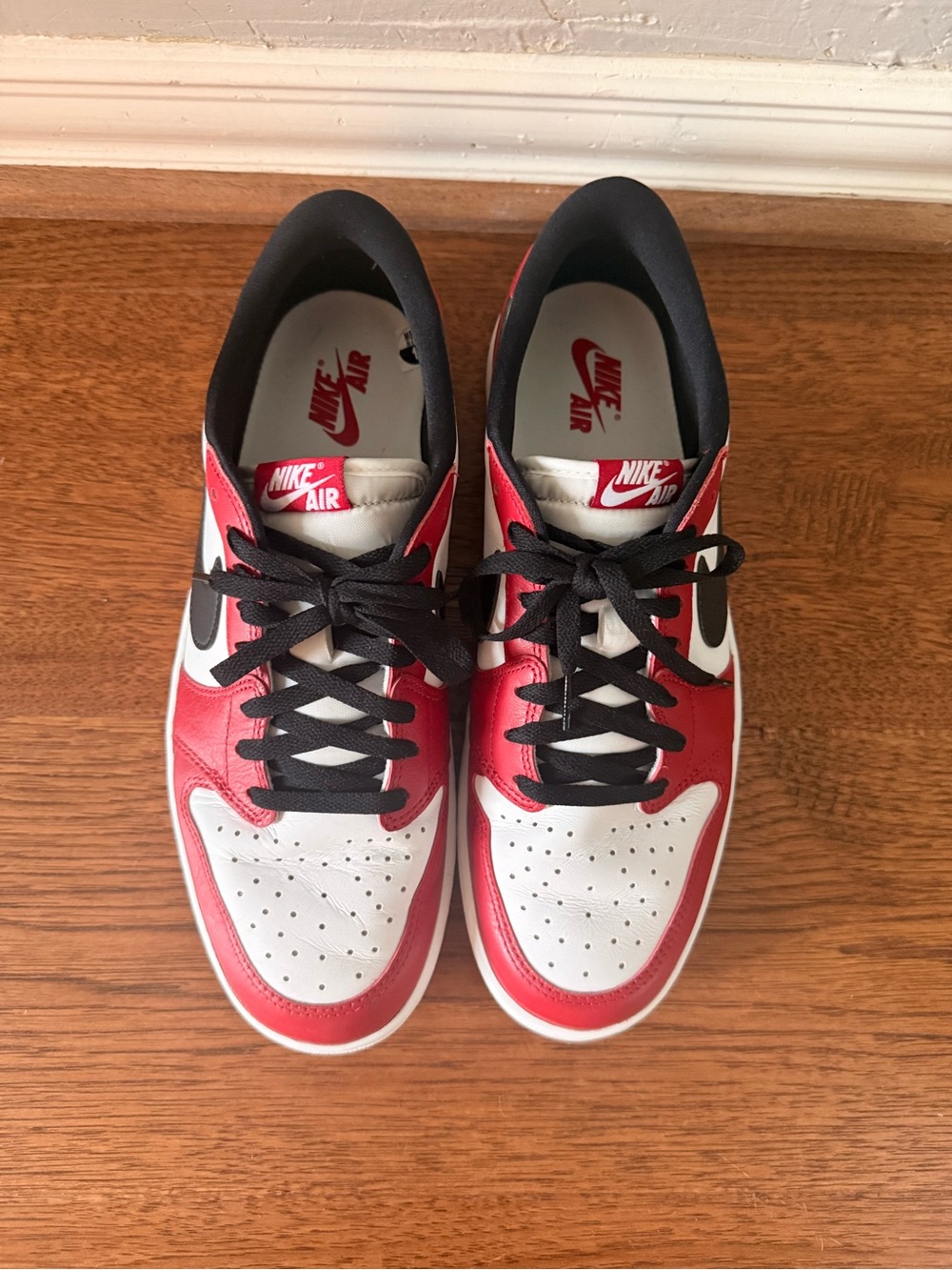 Air Jordan 1 Nike Men's Red, White & Black Low-Top Sneakers - Picture 2 of 5